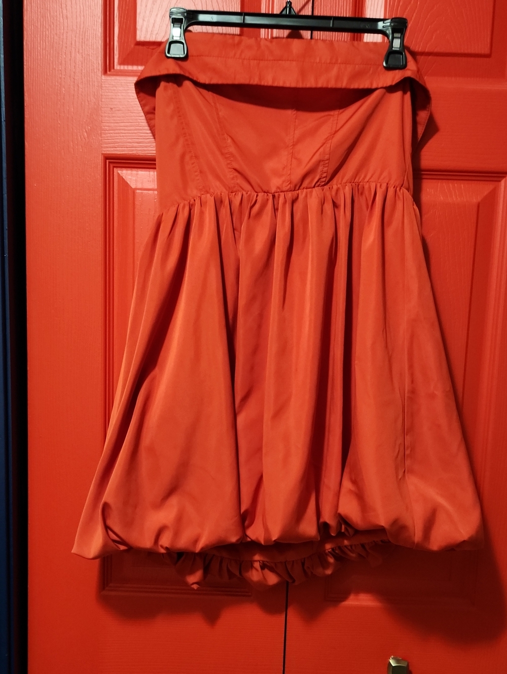 Sz M Strapless Bubble Hem Red Dress